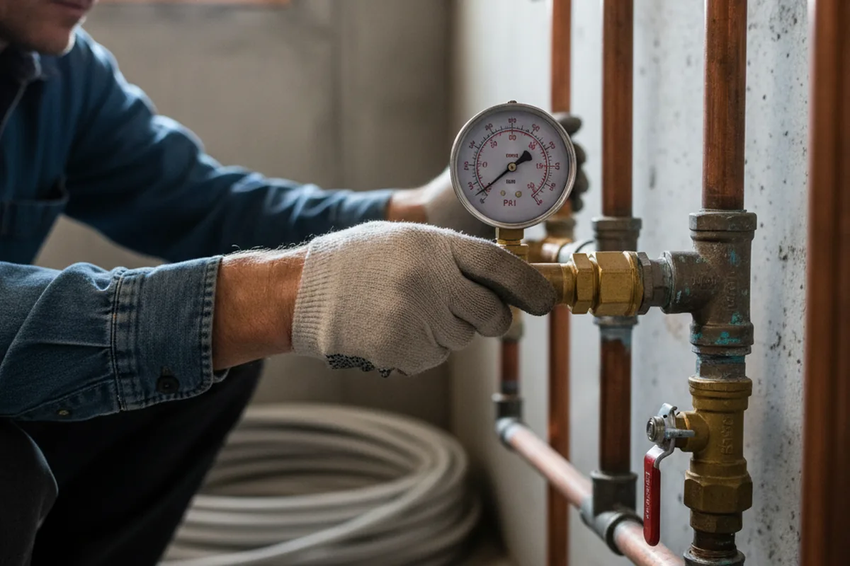 Pressure testing a repaired line during Water Line Repair in Seneca